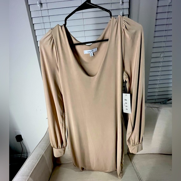 Tan long sleeve mini dress - Picture 1 of 1